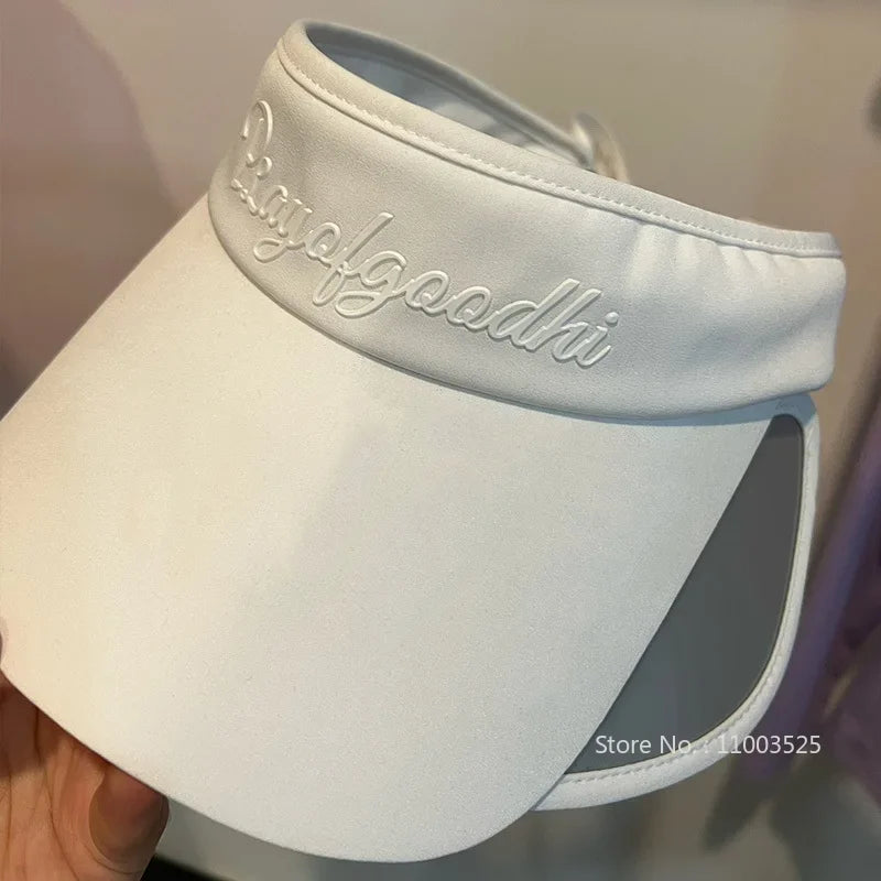 2024 Casual Sports Golf Hat Women Korean Style Empty Top Cap Retractable Large Brim Sun Protect Visor Tennis Running Golf Caps
