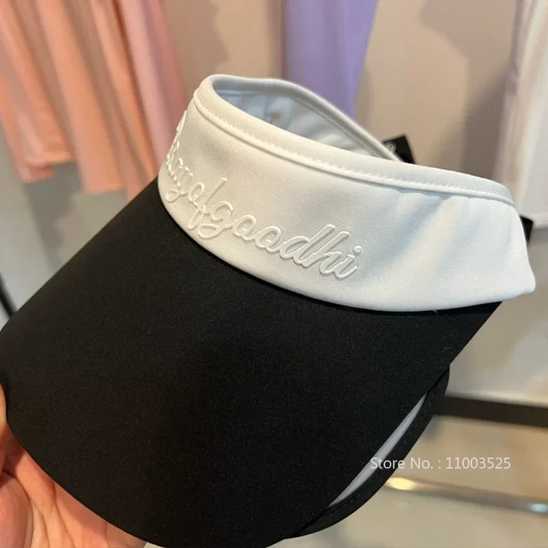 2024 Casual Sports Golf Hat Women Korean Style Empty Top Cap Retractable Large Brim Sun Protect Visor Tennis Running Golf Caps