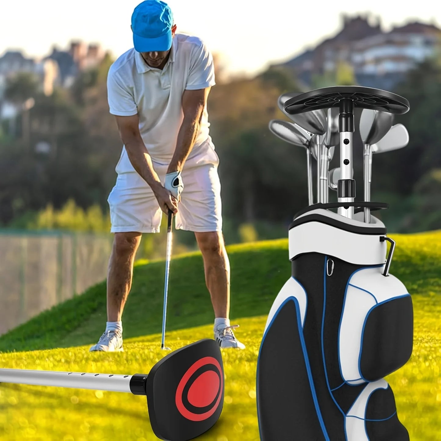 Portable Golf Travel Bag Support Pole, Fully Adjustable to Protect Clubs, Umbrella Anti-Impact Support CoverProtector and Alumin