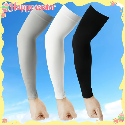 Women's Summer Arm Sleeves - Solid Color, Elastic Fit,Sun Protection, Sweat-Absorbent, Casual Outing Accessory, Casual Armwear