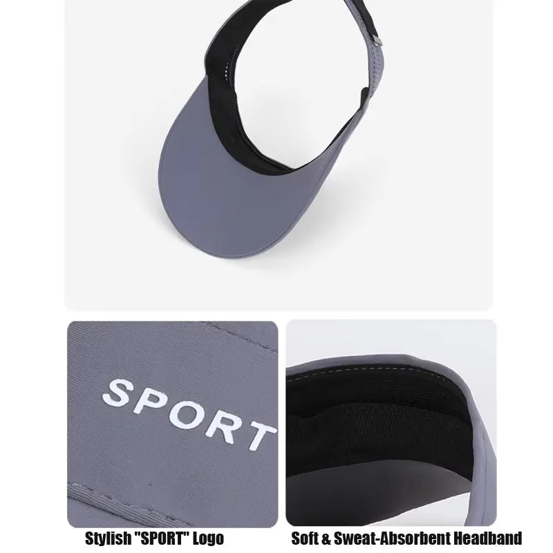 Women's Sport Sun Visor Hat, Quick-Dry Breathable Empty-Top Cap for Running Golf