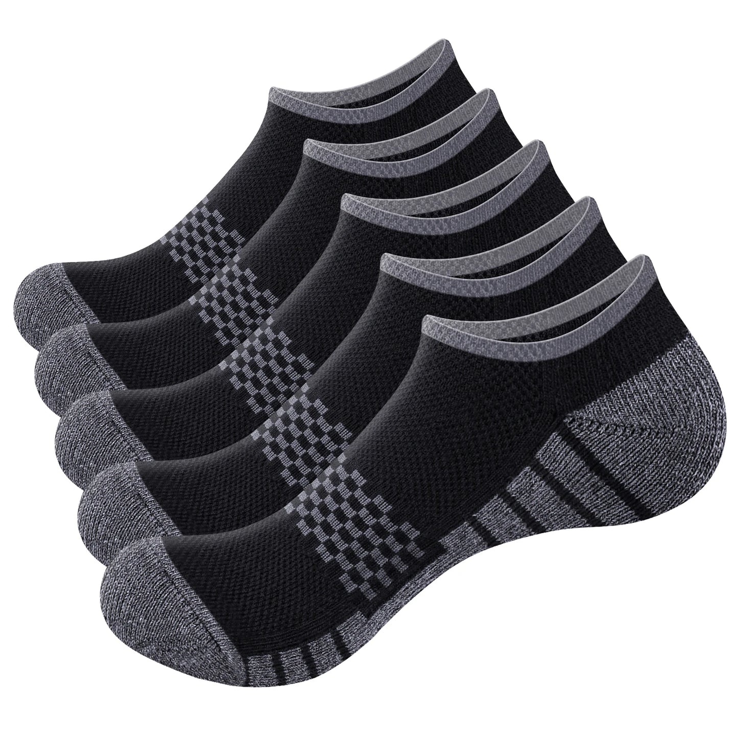 YUEDGE Mens Trainer Socks, Sweat Wicking Anti-Odor Breathable Cotton Low Cut Ankle Gym Golf Athletic Running Sports Socks