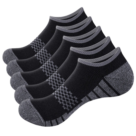 YUEDGE Mens Trainer Socks, Sweat Wicking Anti-Odor Breathable Cotton Low Cut Ankle Gym Golf Athletic Running Sports Socks