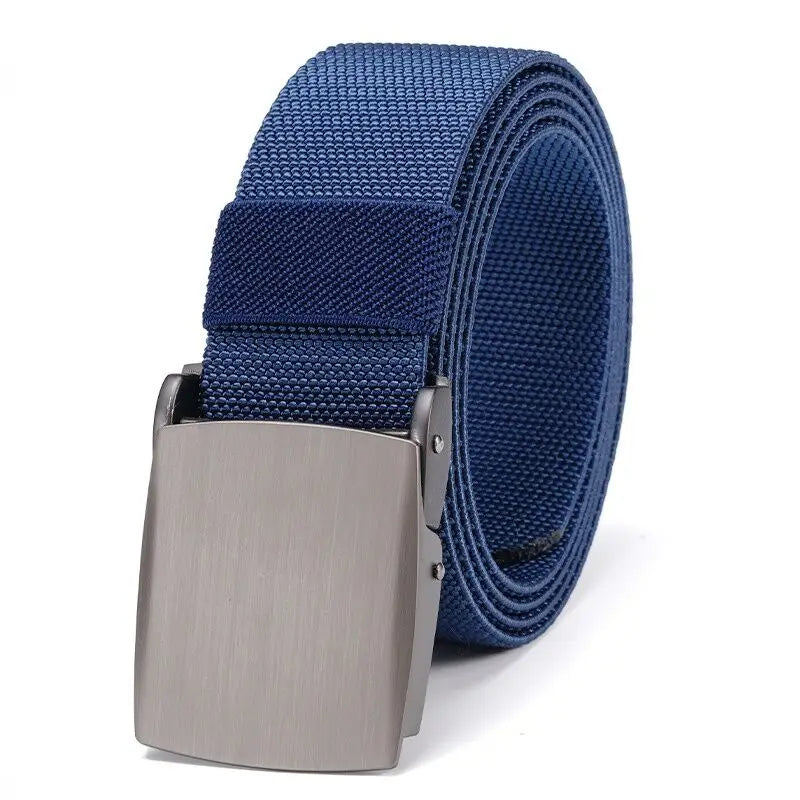 New Golf Sports Elastic Belt Fashion Belt Metal Automatic Buckle Tough Stretch Nylon Men Work belt 120CM Big Size Belts