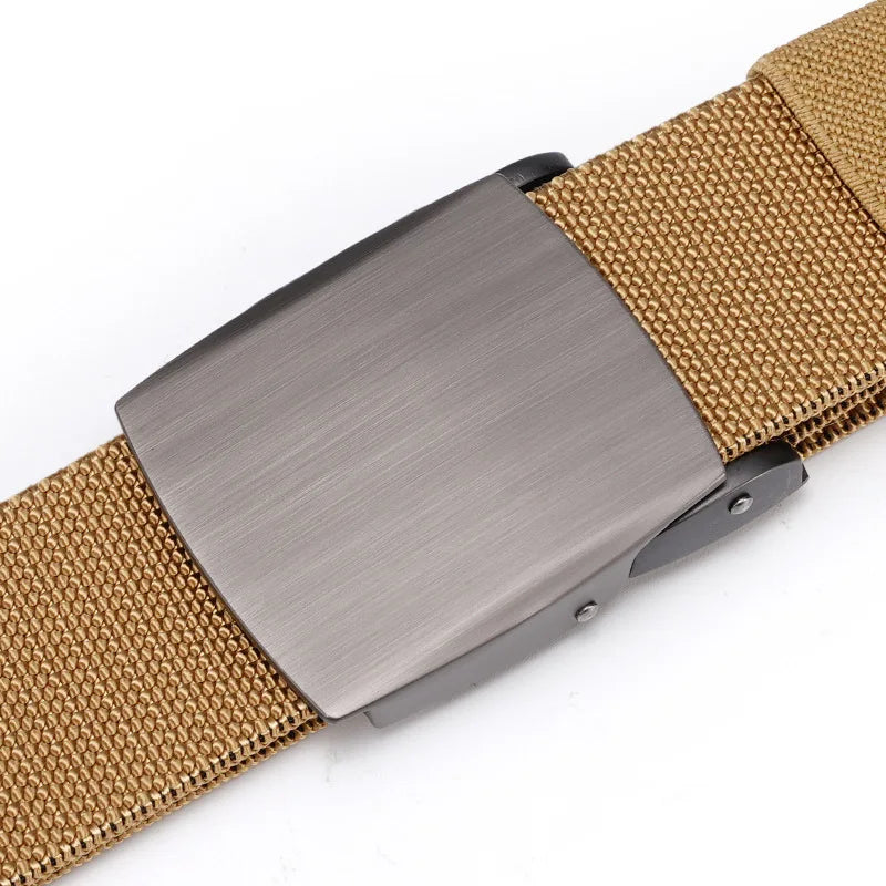 New Golf Sports Elastic Belt Fashion Belt Metal Automatic Buckle Tough Stretch Nylon Men Work belt 120CM Big Size Belts