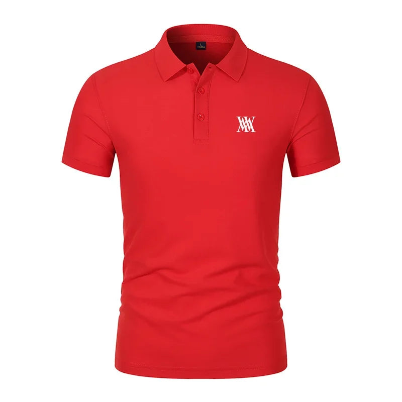 Men's Golf T-shirt Business Casual Short Sleeved Polo Collar, Summer Simple and Fashionable Printed T-shirt Top