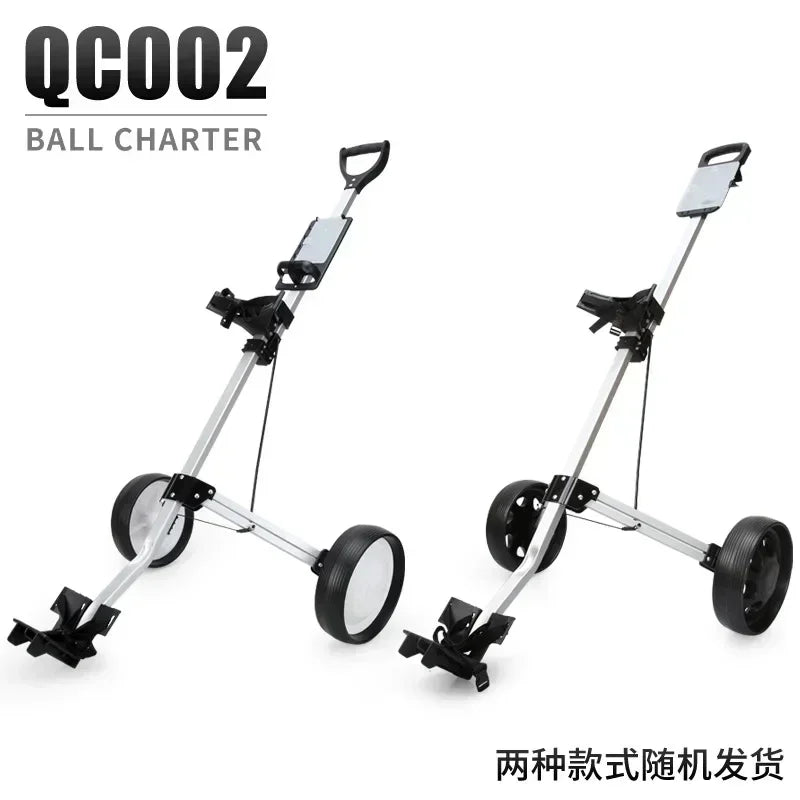 BestAccessories Pgm Golf Bag Cart Aluminium Alloy Two Wheels Barrow Foldable Handcart Trolley Outdoor Golf Course