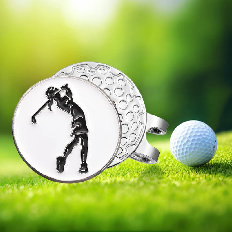 Golf Player Pattern Decorative Clips Golf Ball Marker with Magnetic Golf Hat Clip Jewelry Accessories Gift Golf Supplies