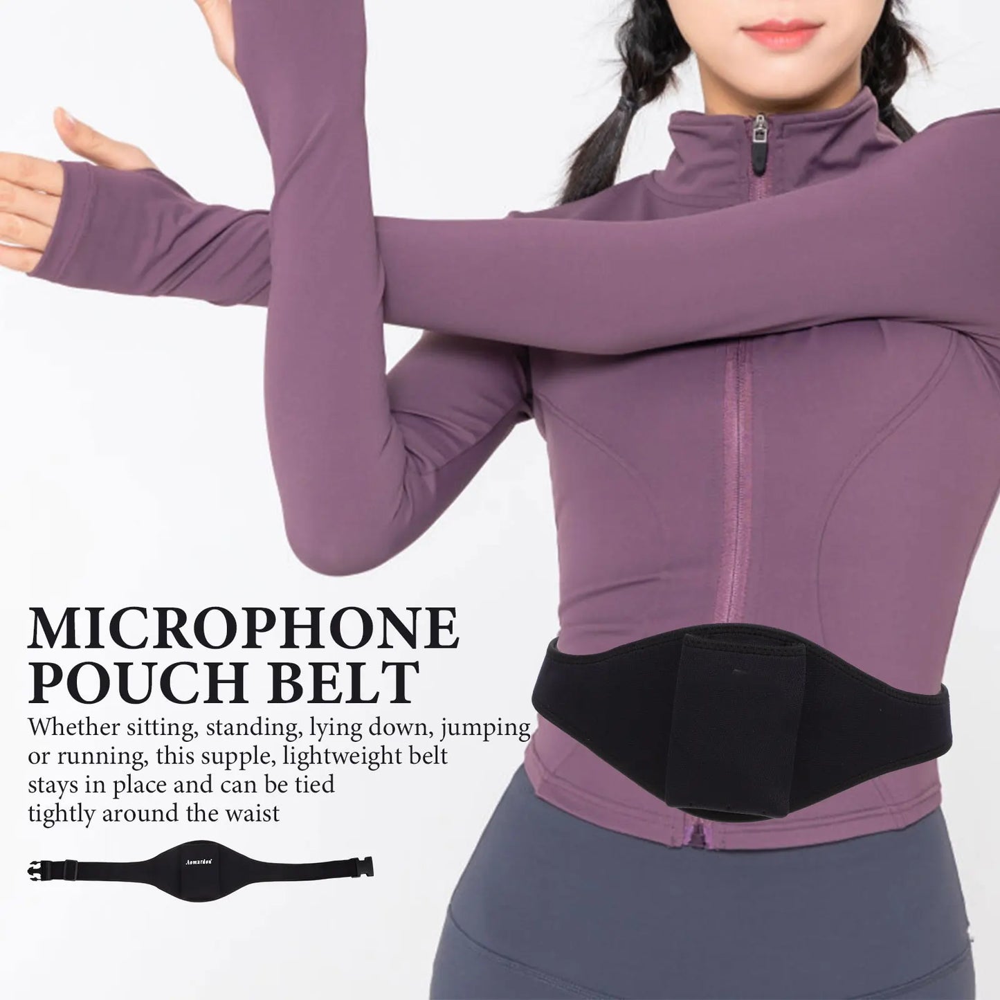 Microphone Belt Pouch Black Adjustable Gym Holder Wallet Case Mic Waist Bag Fitness Accessories Portable Audio Device