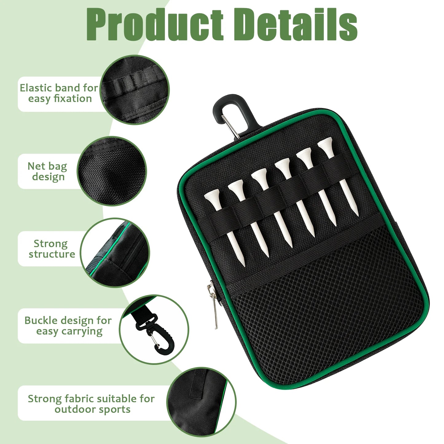 Golf Bag Portable Zipper Waist Hanging Golf Tee Accessories Golf Tee Pouch Outdoor Male Female Universal