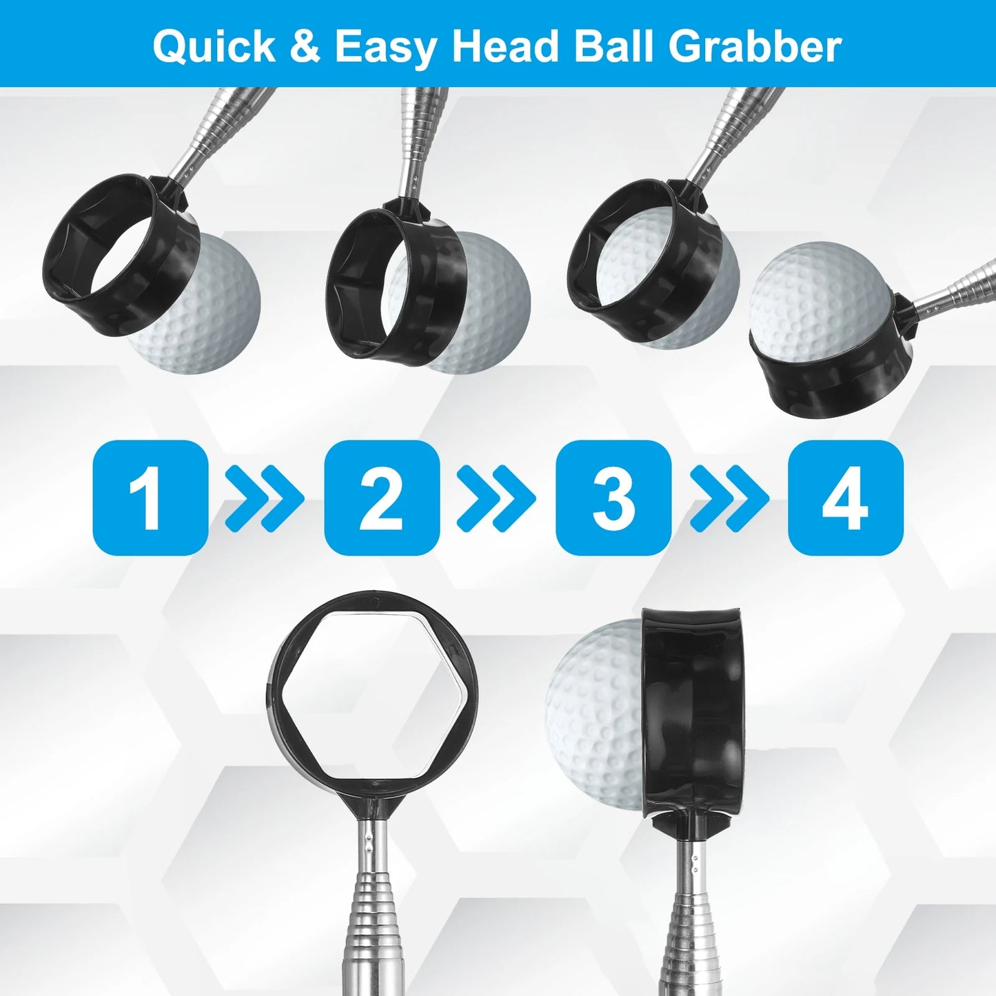 Golf Ball Retriever Telescopic 9Ft Stainless Steel Head Ball Grabber w Lanyard for Water Golf Ball Picker Tool Golf Accessories