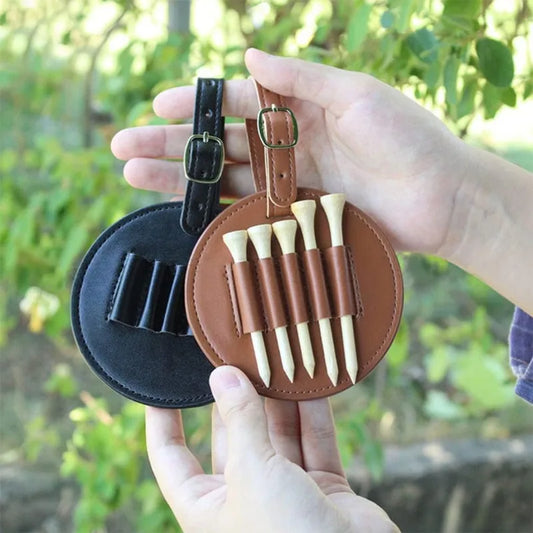 Golf Accessories Golf Tee Bag  Holes Portable Wooden Tee Storage PU Leather Case Hanging Belt Easy Fastened For Men Women