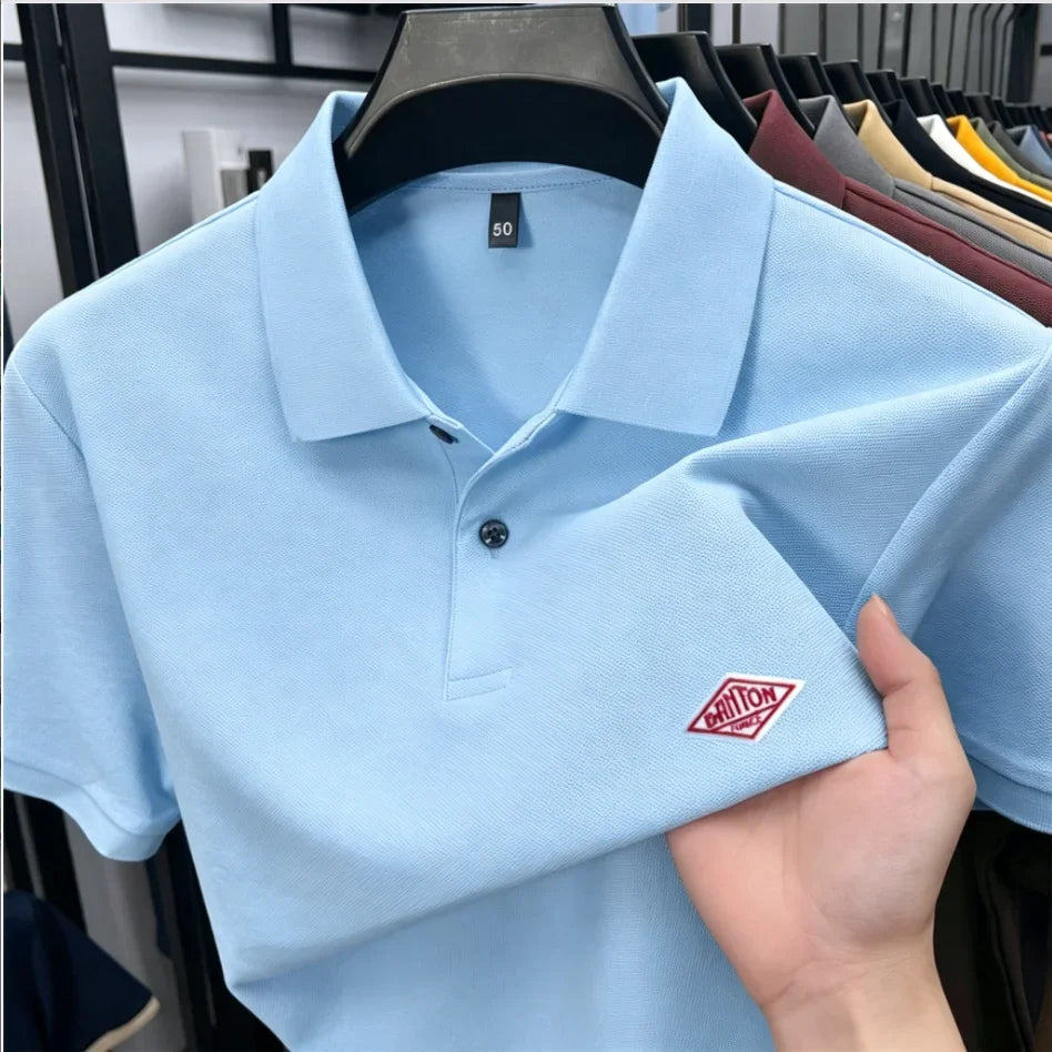 Men's golf shirt - Cool summer collared round-neck shirt - Short-sleeved top - Golf clothing - Men's shirt