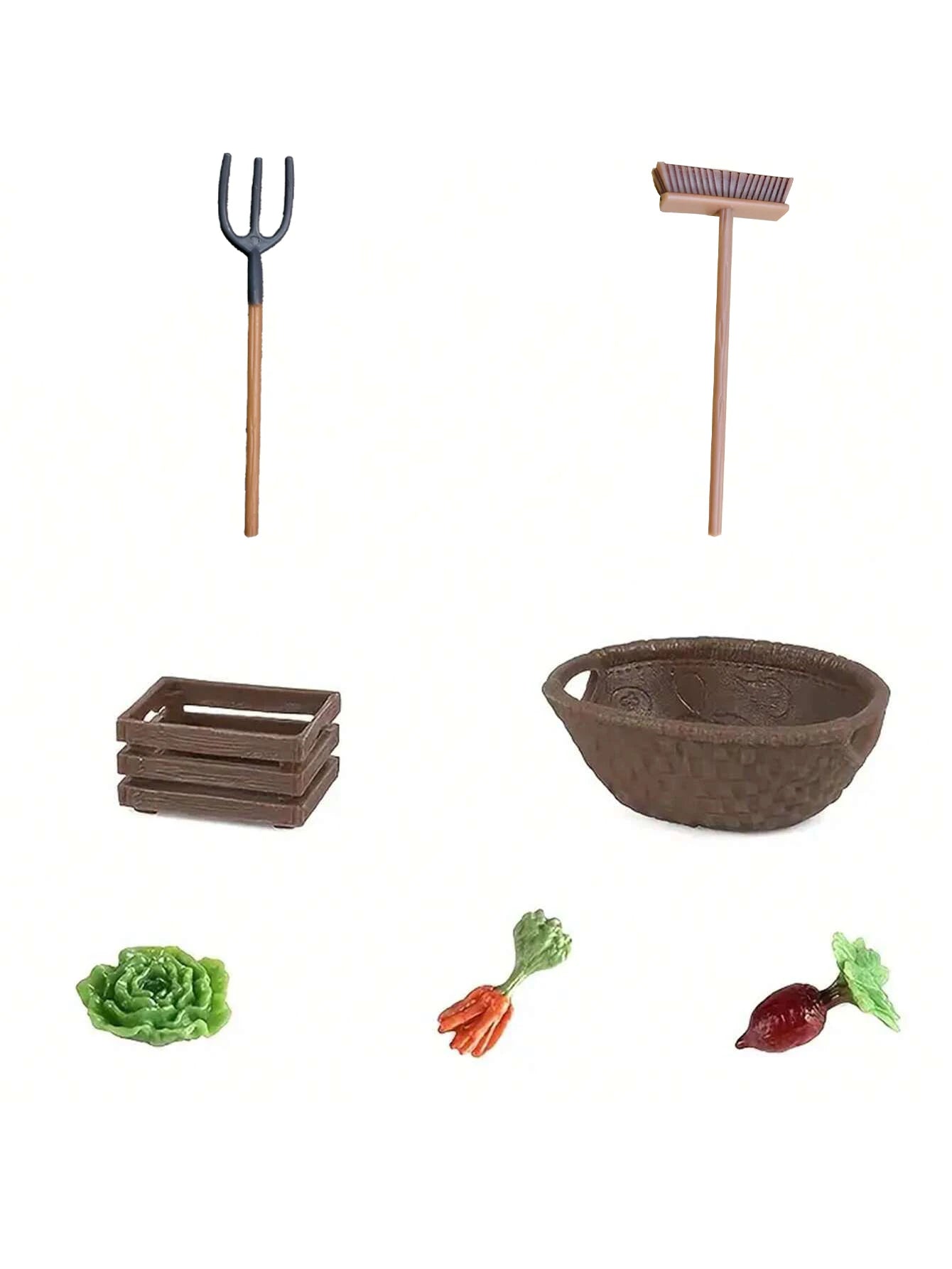 7 miniature gardening tools, outdoor planting scene tools, miniature version of vegetable and fruit planting experience