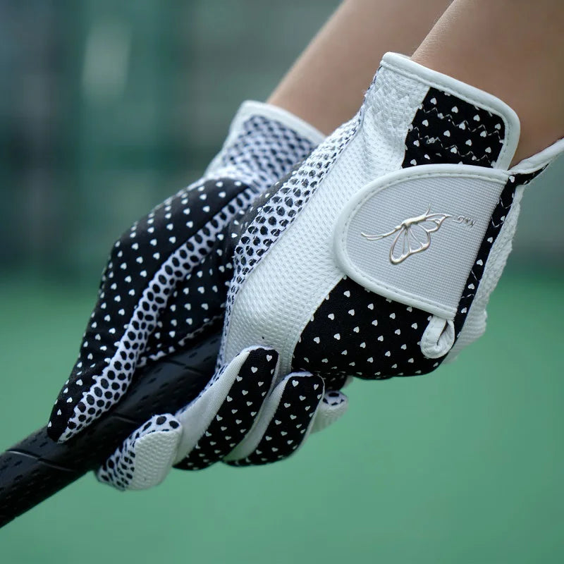 Golfist 1 Pair Golf Gloves for Women's Anti-Slip Sheepskins Golfs Gloves Soft Breathable Mittens Sunscreen Training Handcover