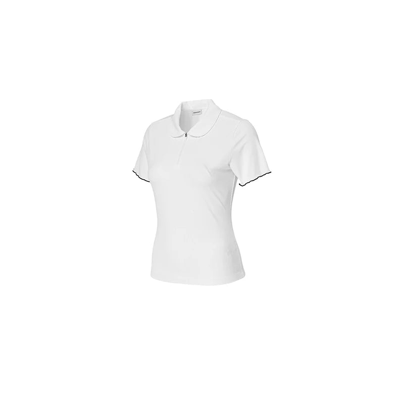 2025 New Golf Tennis Women's Shirt Summer Short Sleeve Zipper Collar T-shirt Breathable Ruffle Sports Tops Casual Sportswear