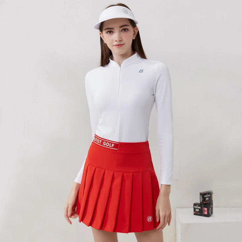 Golfist Golf Women Clothing Autumn Spring Long Sleeve T-shirt Stand Collar Golf Apparel Tennis Athletic Top