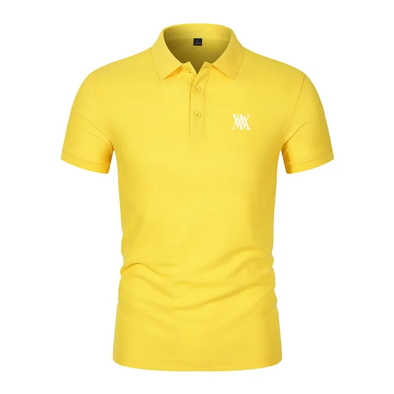 Men's Golf T-shirt Business Casual Short Sleeved Polo Collar, Summer Simple and Fashionable Printed T-shirt Top