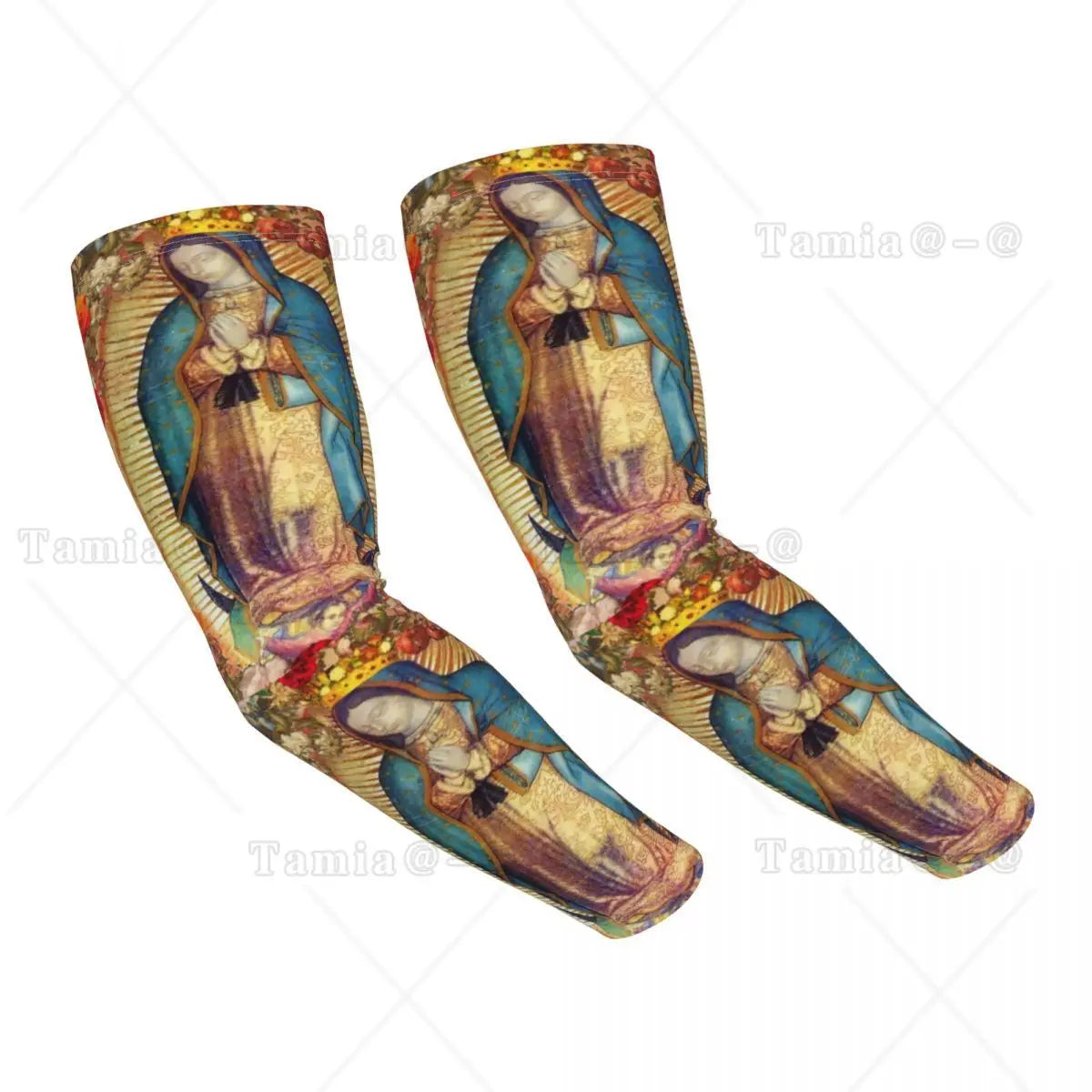 Our Lady Of Guadalupe Cooling Arm Sleeves for Men Women Catholic Virgin Mary Sports Running Tattoo Cover Up