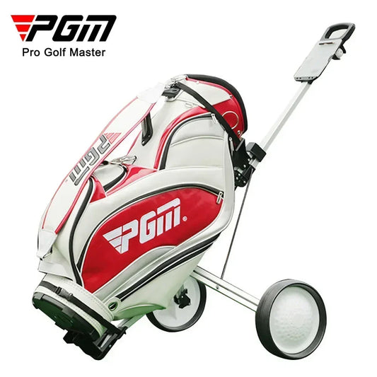 BestAccessories Pgm Golf Bag Cart Aluminium Alloy Two Wheels Barrow Foldable Handcart Trolley Outdoor Golf Course
