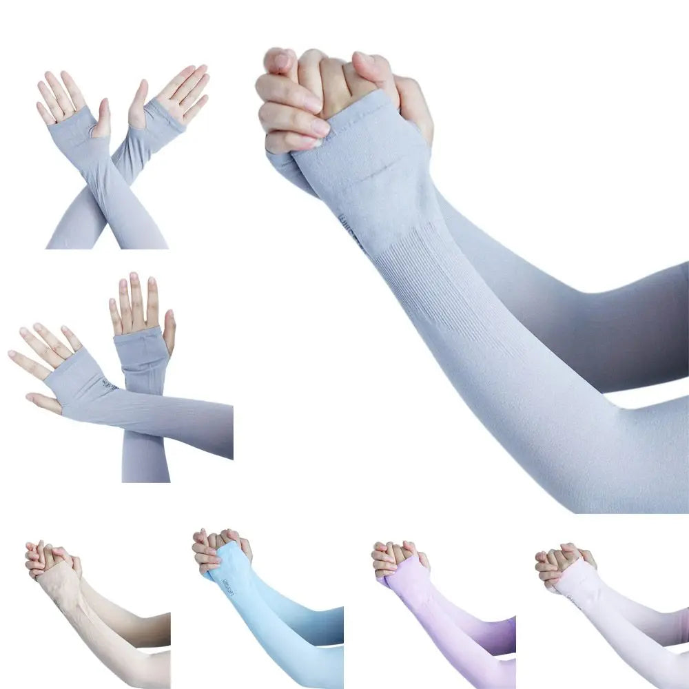 Arm Sleeves Long-sleeved Glove Women Sunscreen Sleeves Half Finger Sleeves Sun Protection Gloves Sun UV Protection Hand Cover