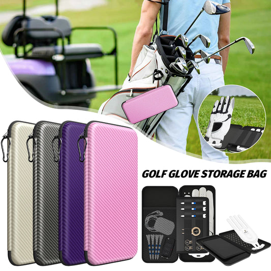 Golf Case Glove Holder Hard Case Protector Organizer with Storage Slots for Phone Tees Splitting Tools Ball Markers Accessories