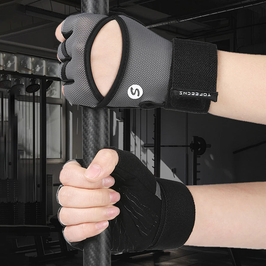 Fitness gloves, outdoor men's and women's extended wristbands, fitness protection, cycling, horizontal bar, anti slip exercise,
