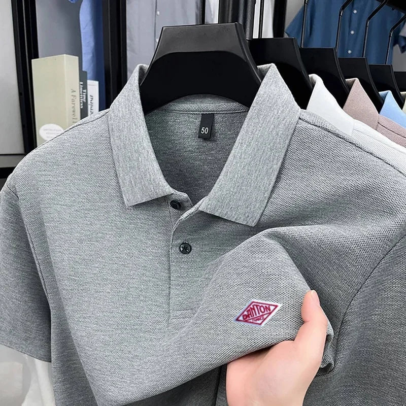 Men's golf shirt - Cool summer collared round-neck shirt - Short-sleeved top - Golf clothing - Men's shirt