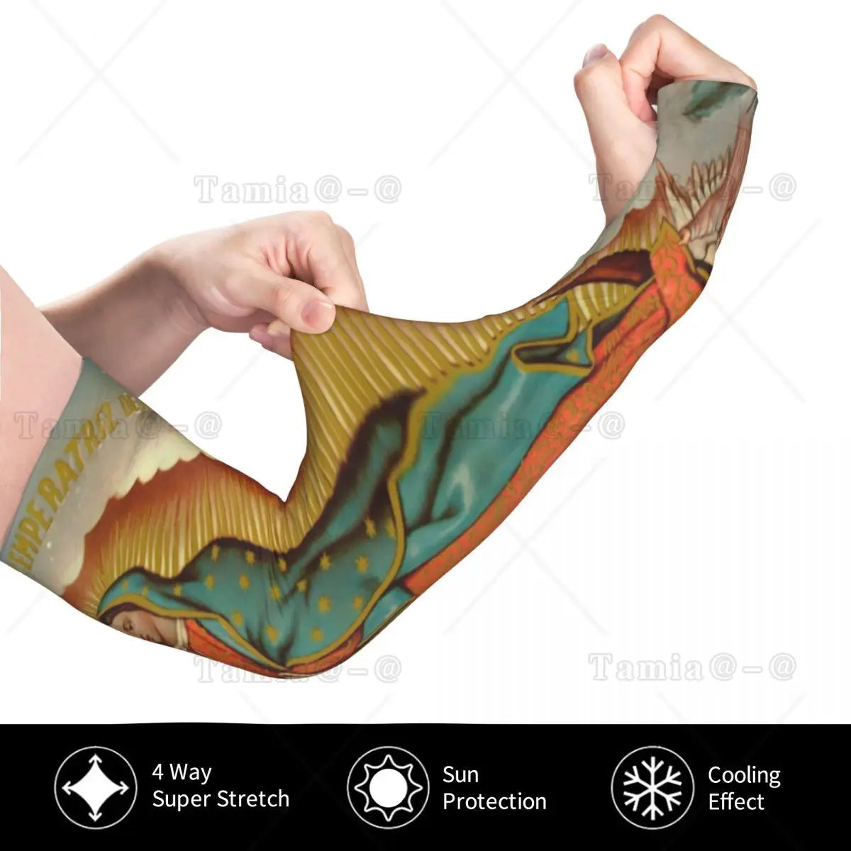 Our Lady Of Guadalupe Cooling Arm Sleeves for Men Women Catholic Virgin Mary Sports Running Tattoo Cover Up