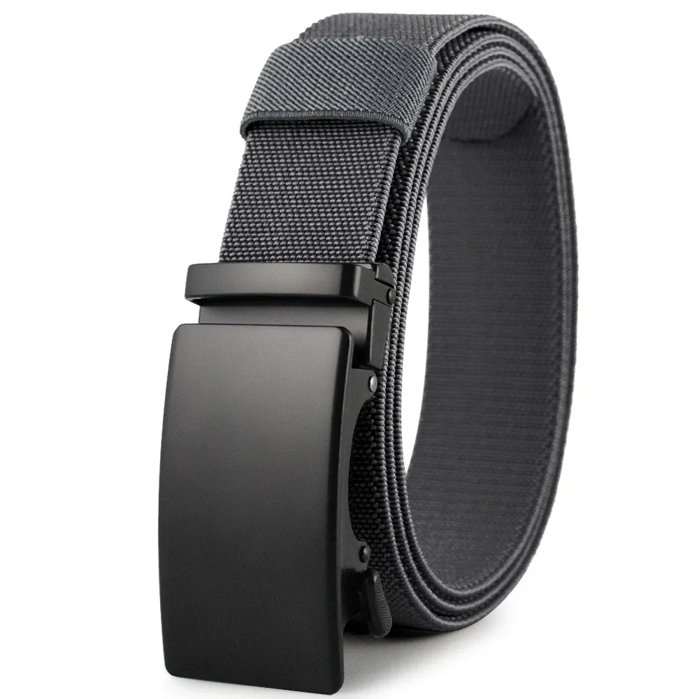 Golf Sports Elastic Belt Tactical Belt Metal Automatic Buckle Tough Stretch Nylon Men Military Belt 115-135CM Big Size Belts
