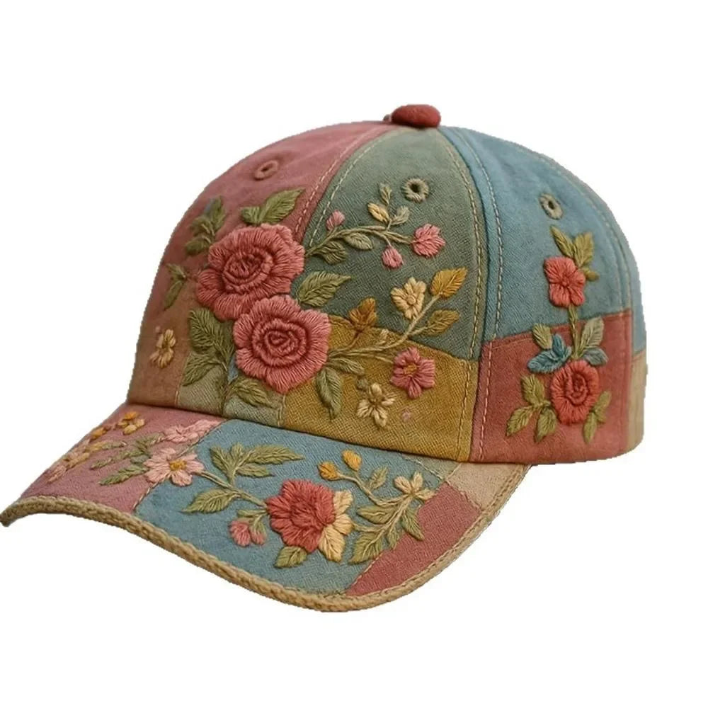 Elegant and elegant women's baseball Creative Gift Polyester Unisex Hat Vintage Breathable Floral Cap  Retro Embroidered Hat