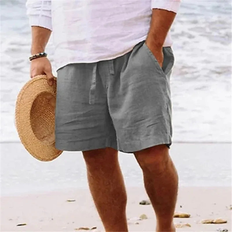Golf shorts linen shorts men summer thin loose casual cotton and linen pants light mature style suit cropped pants trendy