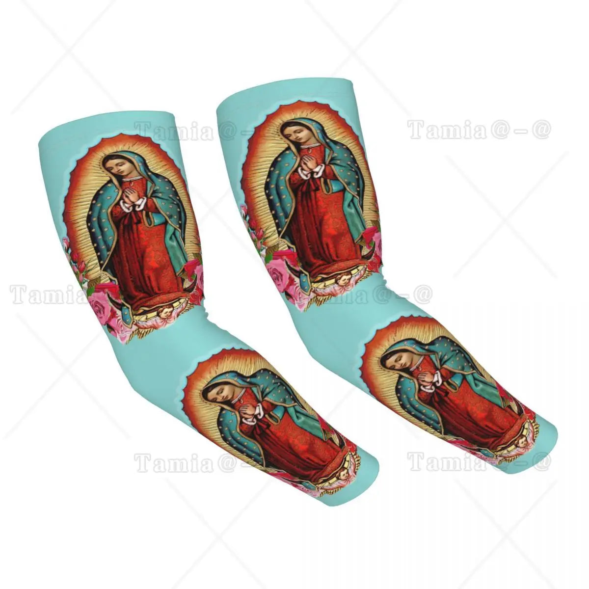 Our Lady Of Guadalupe Cooling Arm Sleeves for Men Women Catholic Virgin Mary Sports Running Tattoo Cover Up