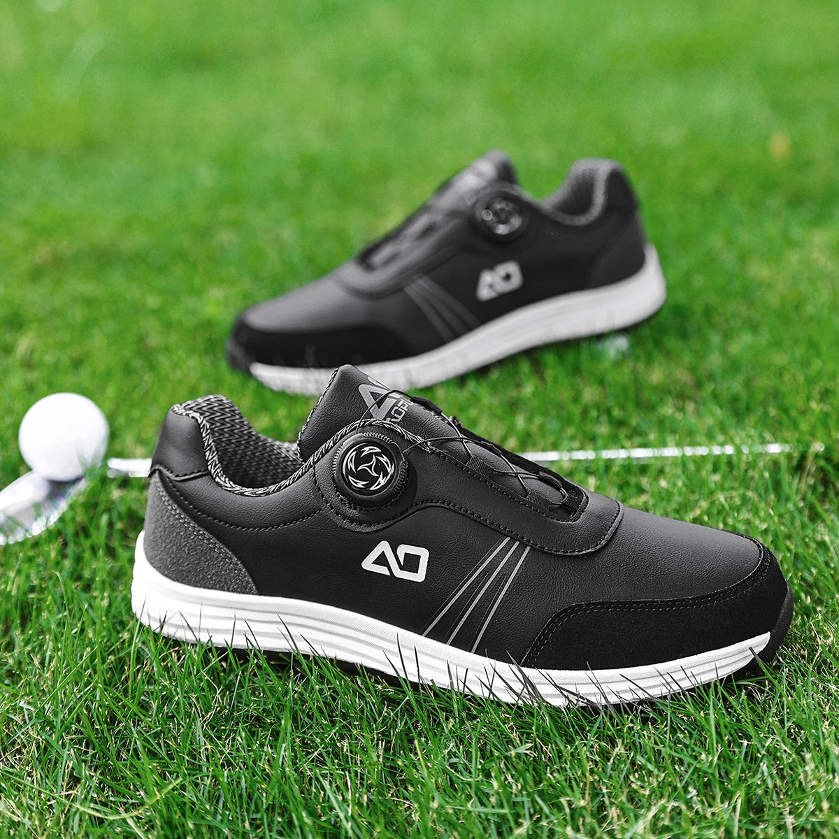 Men's Golf Shoes, New Style, Fashionable, Simple, Versatile, Solid Color, Waterproof Upper, Versatile, Stylish, Casual Sports Shoes for Men, Outdoor Youth Fashion, Men's Rotating Buckle Design, Thick Sole, Height-Increasing,