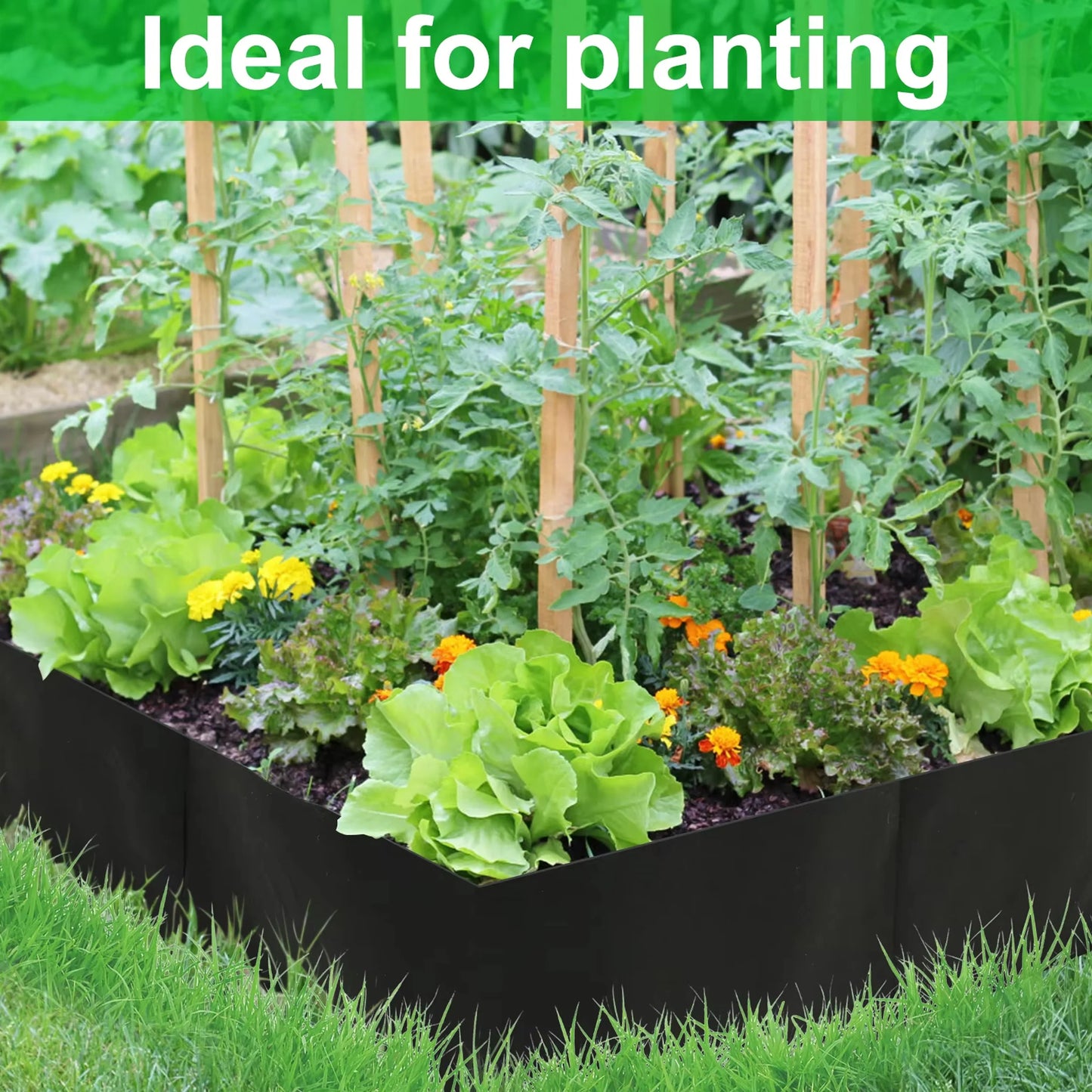 Garden Planting Bag with Multi-Grid Design – Felt Grow Bag for Vegetables, Tomatoes & Potatoes, Rectangular Nursery Pot Containe