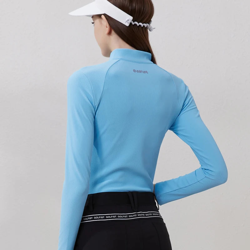 Golfist Golf Women Clothing Autumn Spring Long Sleeve T-shirt Stand Collar Golf Apparel Tennis Athletic Top