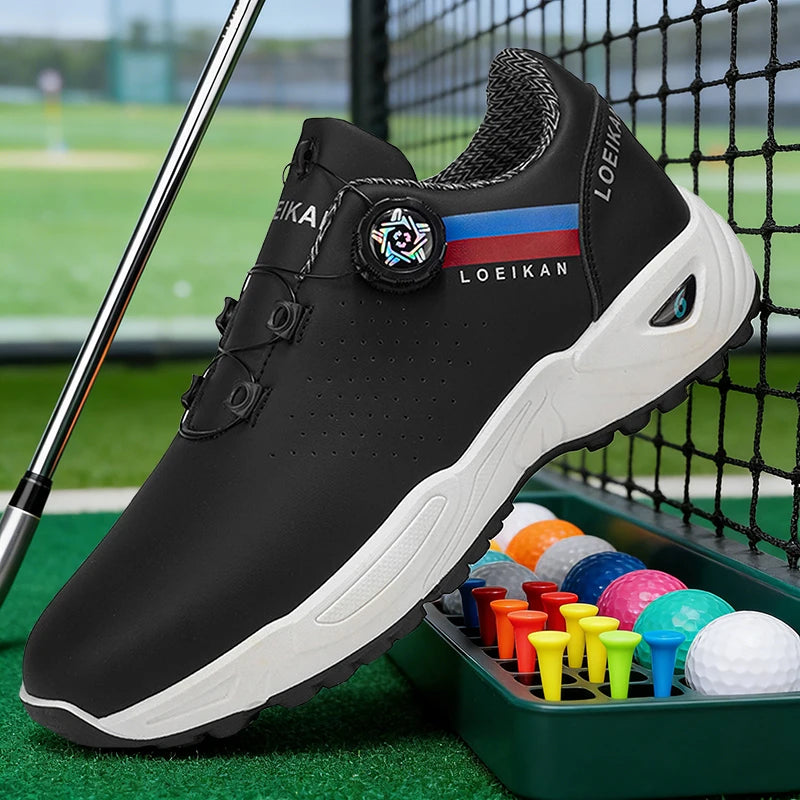 Men's Golf Shoes: High-quality, slip-resistant sports shoes with a rotating button for ultimate comfort!