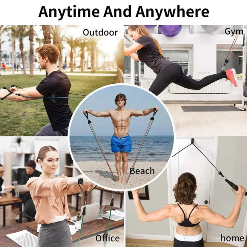 Hot New Fitness Resistance Belt Set Yoga 5-Tube Fitness Belt Home Fitness Belt Door Anchor Handle Ankle Belt Fitness Equipment ﻿