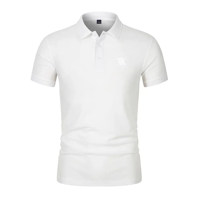 Men's Golf T-shirt Business Casual Short Sleeved Polo Collar, Summer Simple and Fashionable Printed T-shirt Top