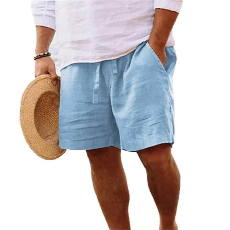 Golf shorts linen shorts men summer thin loose casual cotton and linen pants light mature style suit cropped pants trendy