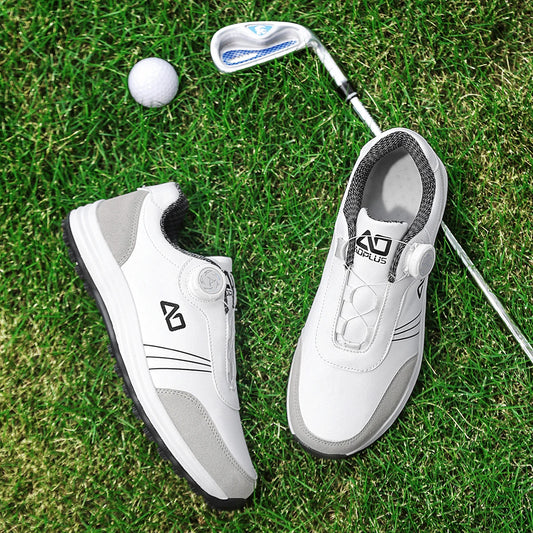 Men's Golf Shoes, New Style, Fashionable, Simple, Versatile, Solid Color, Waterproof Upper, Versatile, Stylish, Casual Sports Shoes for Men, Outdoor Youth Fashion, Men's Rotating Buckle Design, Thick Sole, Height-Increasing,