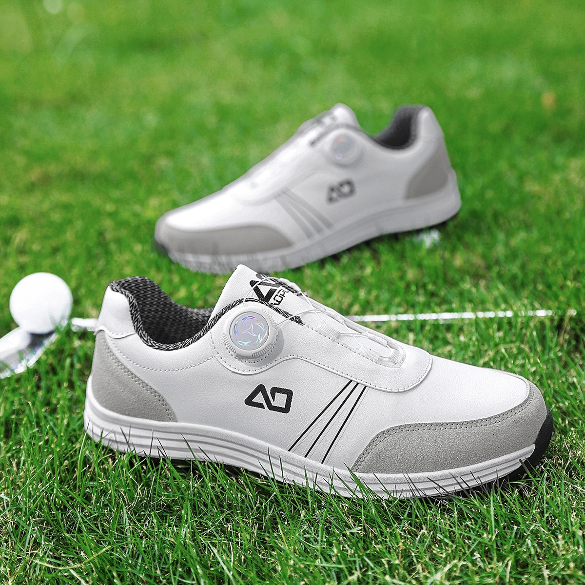 Men's Golf Shoes, New Style, Fashionable, Simple, Versatile, Solid Color, Waterproof Upper, Versatile, Stylish, Casual Sports Shoes for Men, Outdoor Youth Fashion, Men's Rotating Buckle Design, Thick Sole, Height-Increasing,
