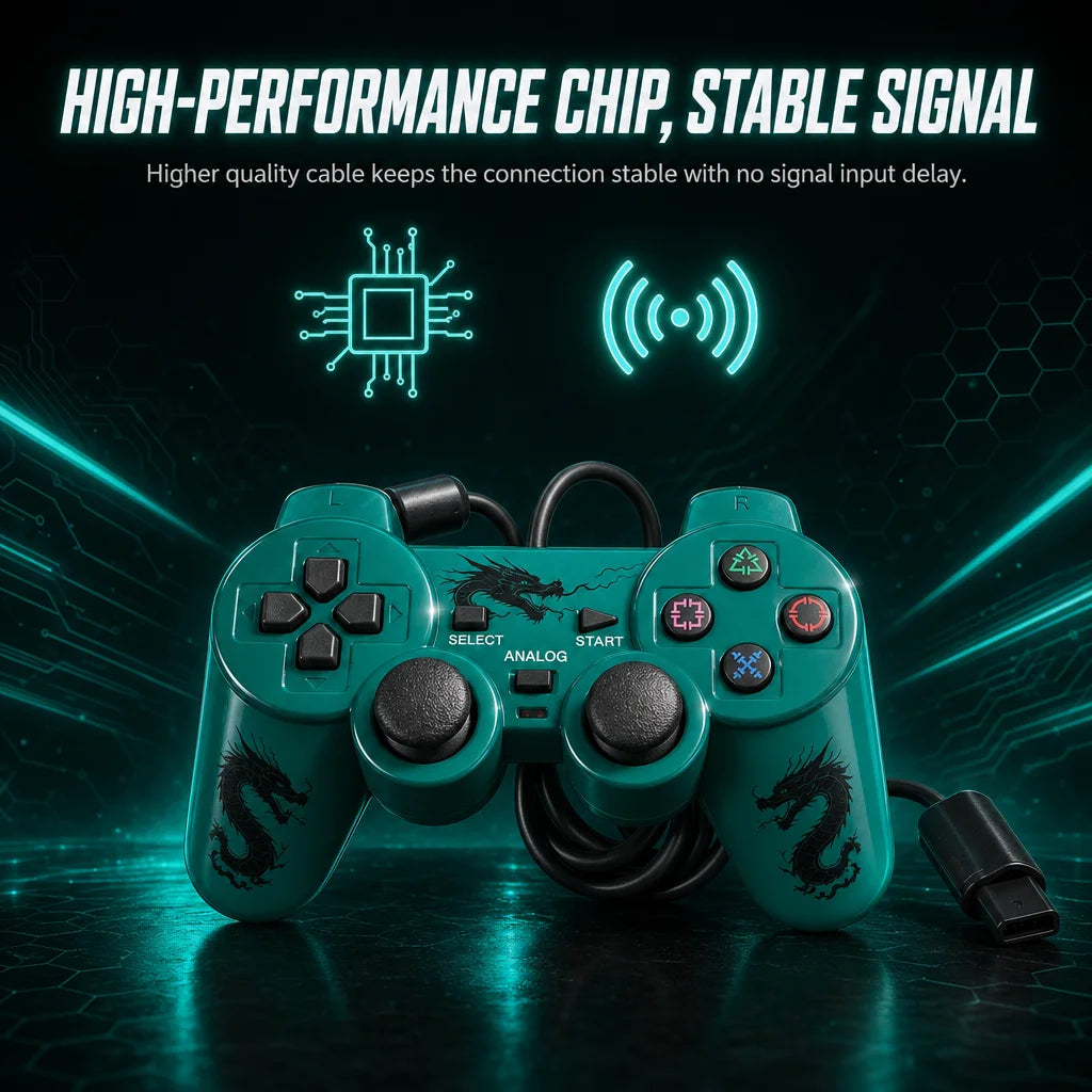 Wired Game Controller Gamepad Dual Vibration Joystick for PS2 Console Joypad