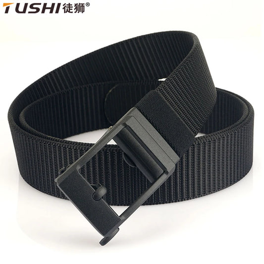 TUSHI New Golf Sports Belt for Men Tactical Belt Metal Automatic Buckle Tough Nylon Men Military Belt 120-150CM Big Size Belts