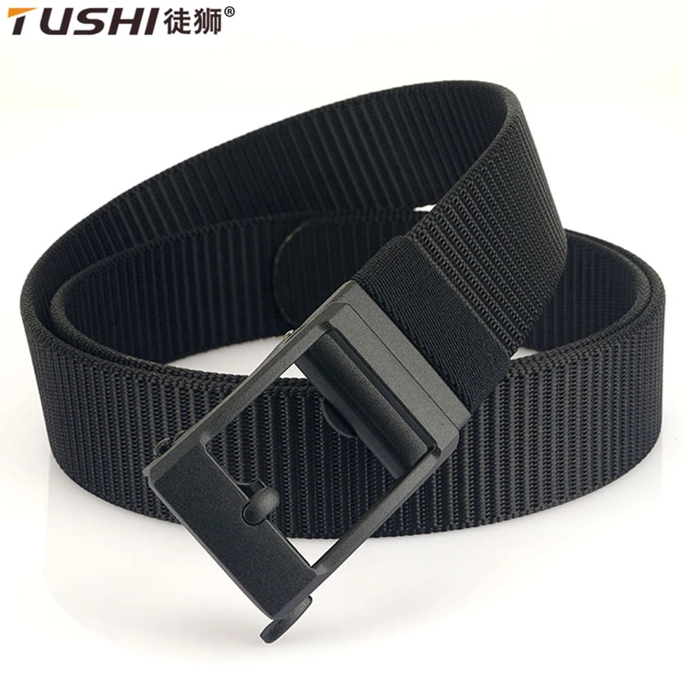 TUSHI New Golf Sports Belt for Men Tactical Belt Metal Automatic Buckle Tough Nylon Men Military Belt 120-150CM Big Size Belts
