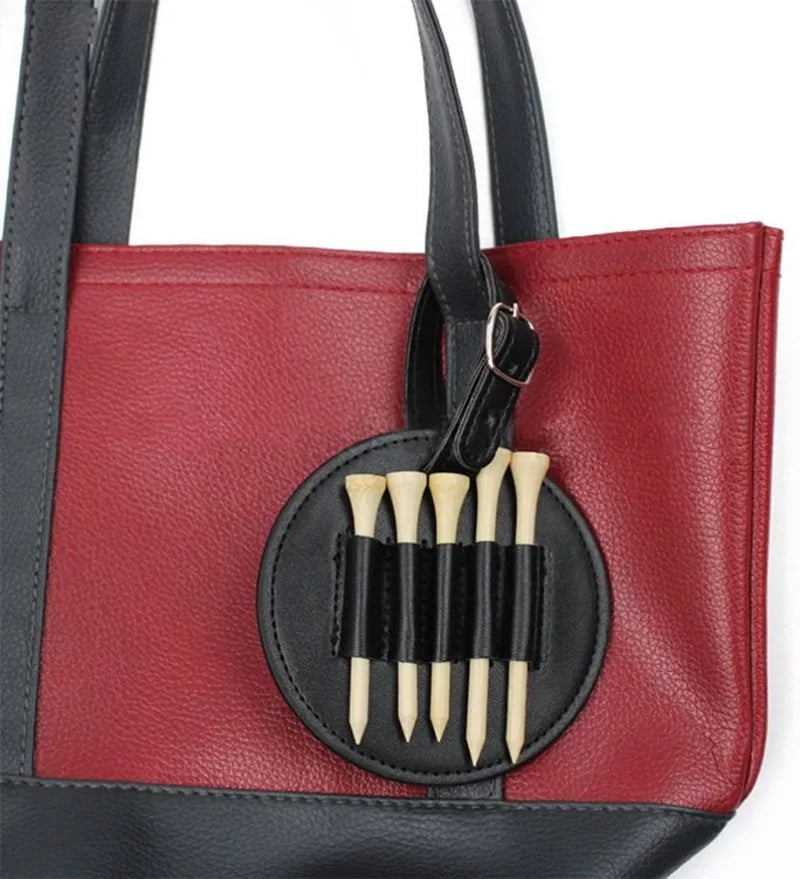 Golf Accessories Golf Tee Bag  Holes Portable Wooden Tee Storage PU Leather Case Hanging Belt Easy Fastened For Men Women