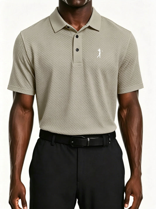 mens golfer logo jacquard polo shirt breathable quick dry fabric casual business golf short sleeve top