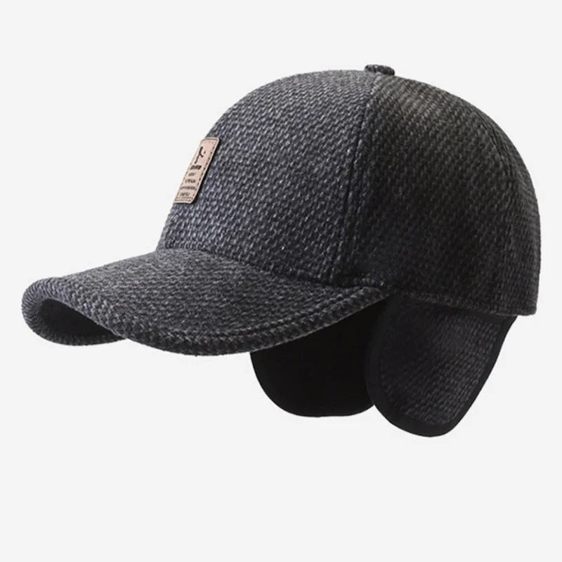 Men's Autumn and Winter Windproof Sun Protection Warm Golf Hat with Earmuffs, Ear Protection Baseball Cap for Middle-Aged Men