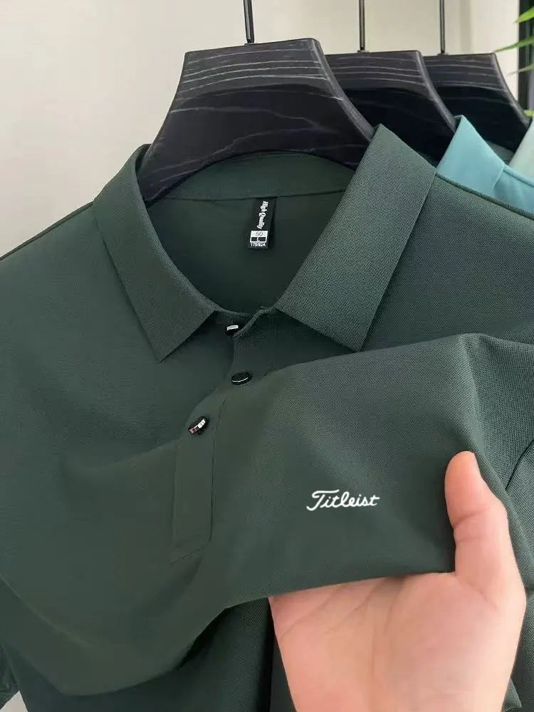 Men's Golf Outdoor Casual Polo Shirt T-Shirt Summer High-End Brand Cool and Breathable Fitness Sports Short Sleeve Top