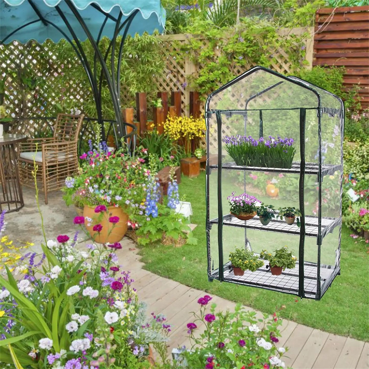 3/4/5 Tiers Garden Greenhouse Cover Plant Flower Growth House Convenient ventilation Heat Retaining Waterproof Cover Garden